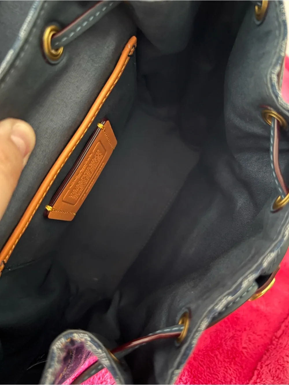 COACH denim riya 21 backpack